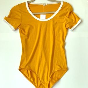 Ringer tee, bodysuit, mustard